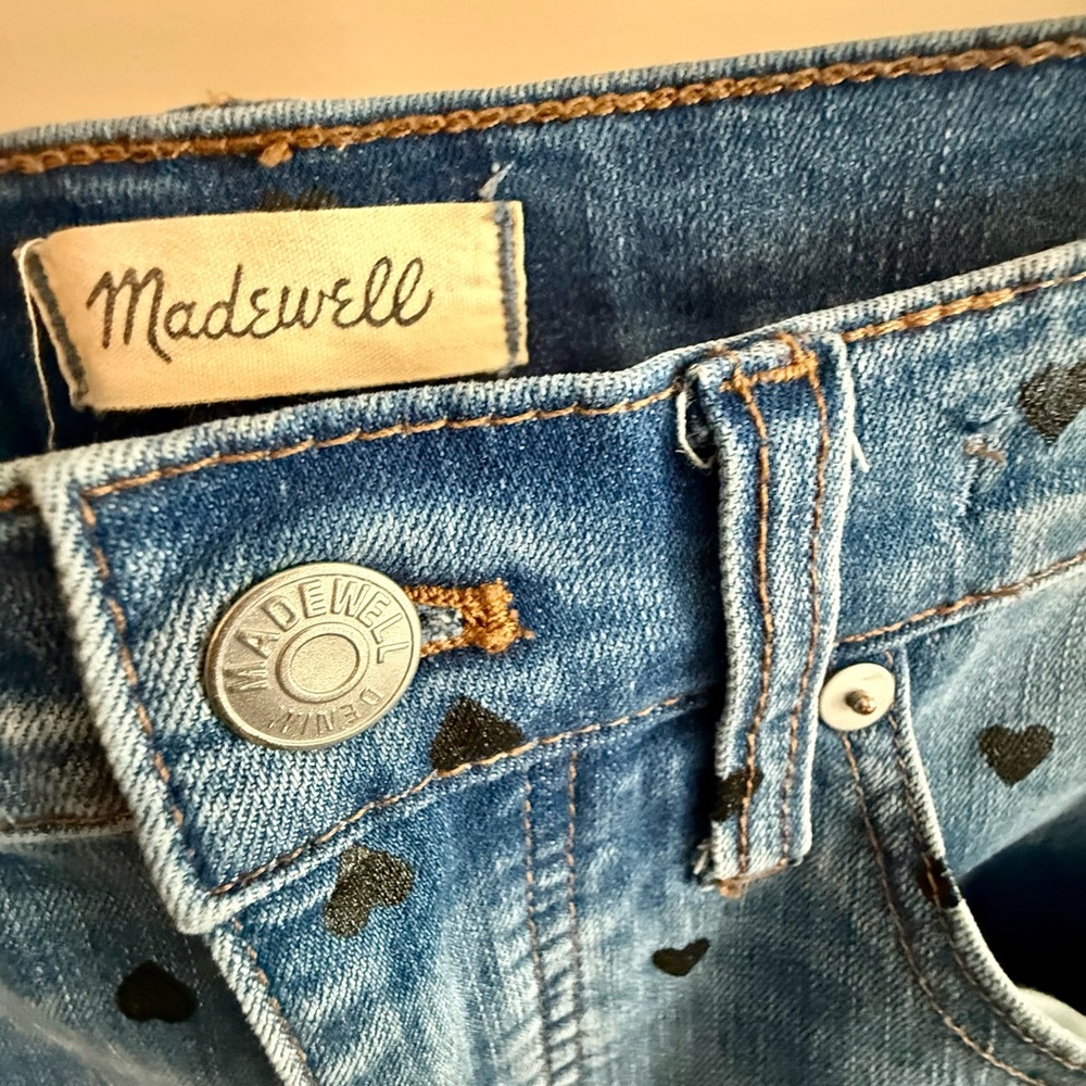 Madewell Heart Print Skinny Jeans 27 High Rise Ankle Denim - Picture 7 of 11